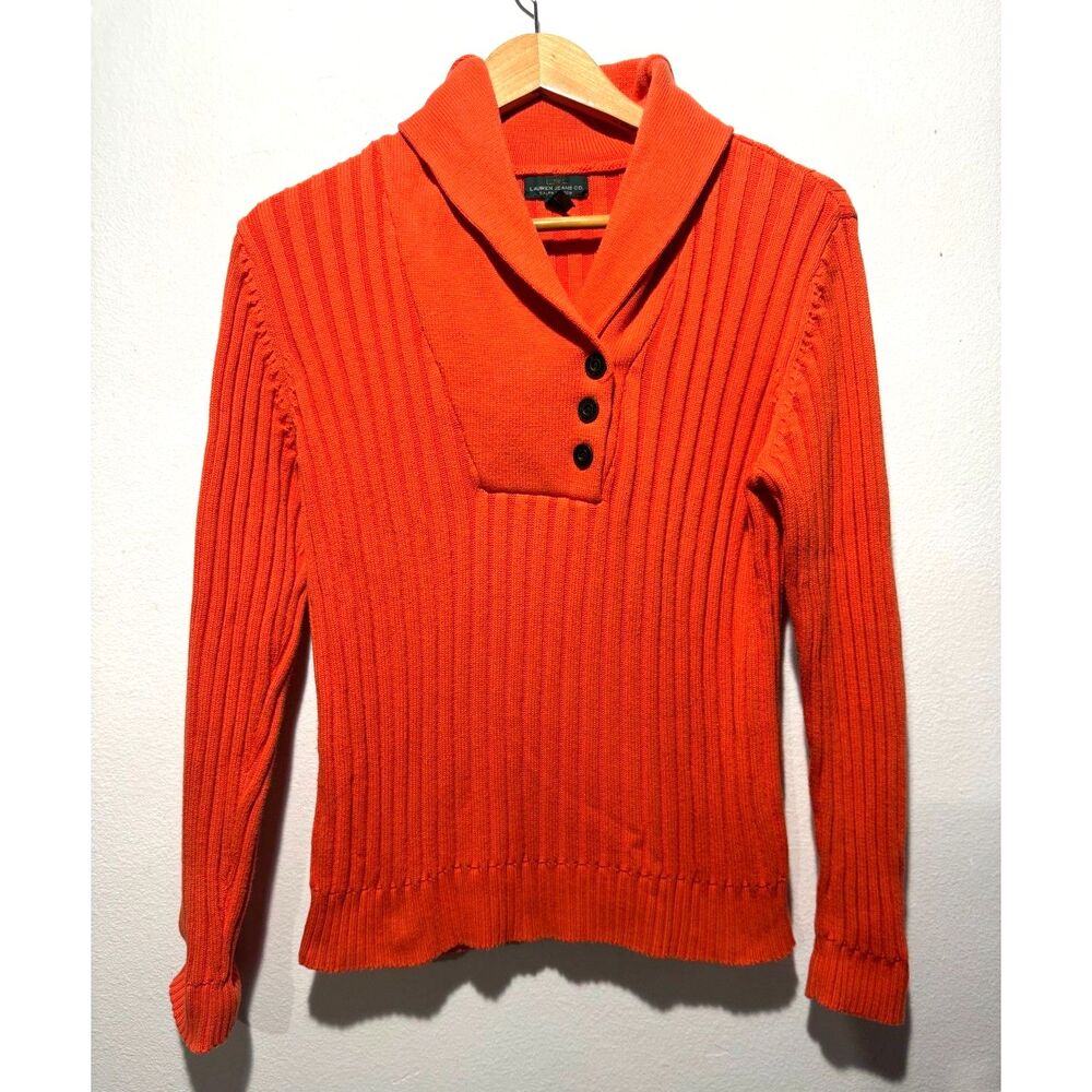 Lauren Ralph Lauren Jeans Co. VTG sweater cable knit 100% cotton orange women XL
